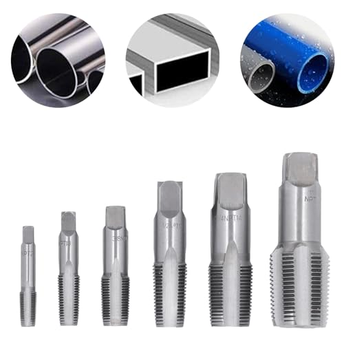 6 stuks NPT Pijpdrill bit set, NPT Tube Thread Brill Bit Set Inclusief maten 1 inch, 3/4 inch, 1/2 inch, 3/8 inch, 1/4 inch en 1/8 inch, Carbon Steel 5