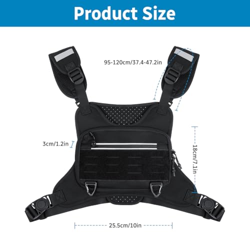 Outdoor borsttas, lichtgewicht borst, veiligheidsreistas, Vest borsttassen, Sport borsttas verstelbare band, voor Outdoor workout Wandelen Mannen Vrouwen, Zwart, Zwart, Sportief 3