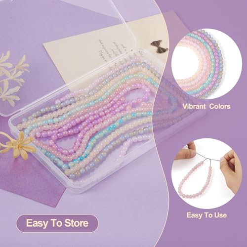 6 Strands 6mm ronde glazen kralen Pastel Crystal Glas Losse Ball Kralen Ambacht Kralen Bulk voor vriendschap armband ketting oorbellen sieraden maken 4