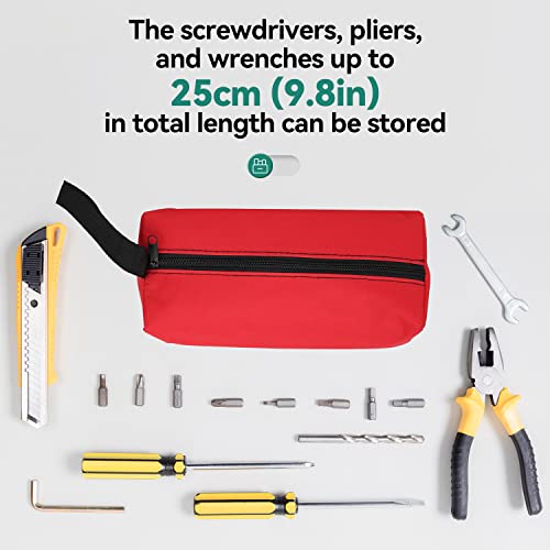 2PCS Kleine draagbare gereedschapszak gereedschap Can-Vas opslagzak Multifunctioneel Clip-on Zipper Tool Bag Multifunctionele opslag Organisator Zipper Bag(Rood) 3