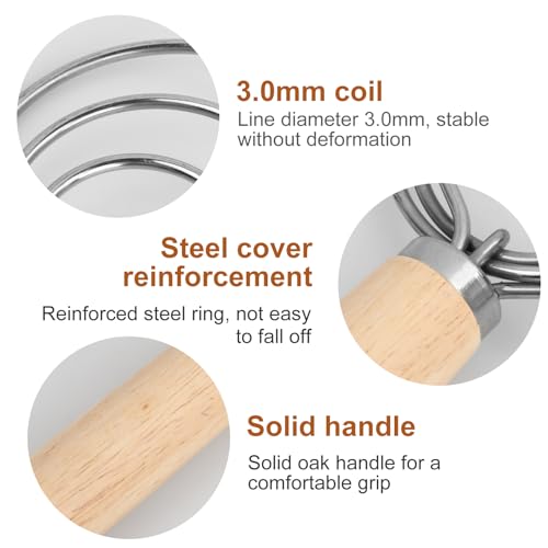 3 stuks Deense Dough Bezem, Deense Whisk Set, Brooddeeg Mixer, 33 cm, Brooddeeg, Whisk, Mixer, Egg Racket voor Keuken, Brood, Deeg, Cake, Gebak 3