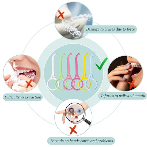 12 st Aligner Removal Tool Onzichtbaar Aligner Braces Verwijderaar Haak Renainer Verwijderaar Aligner Removal Tool voor Onzichtbare Brace Tanden Reiniging Oral Care Orthodontische Zorg (6 Kleuren) 3