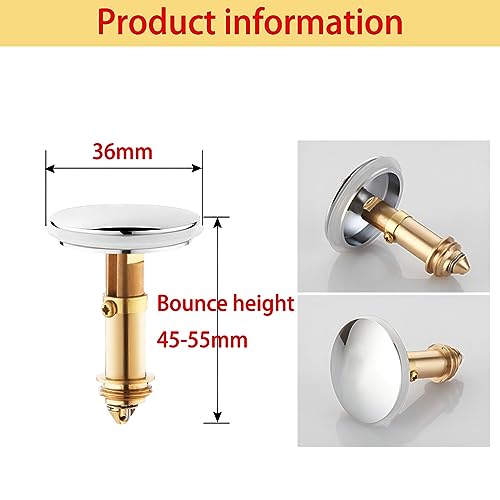 1 Piece Basin Pop-Up Plug Stopper, 36mm Messing Pop-Up Stopper, Roze Component Vervanging voor Badkamer
