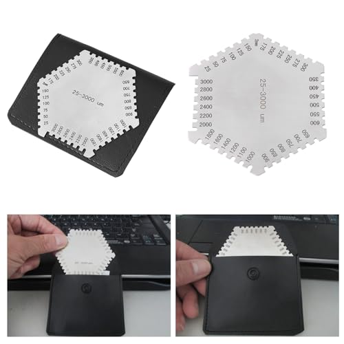 Hoge precisie zeskant roestvrij staal natte film kam 25-3000um diktemeter met zwarte beschermende behuizing