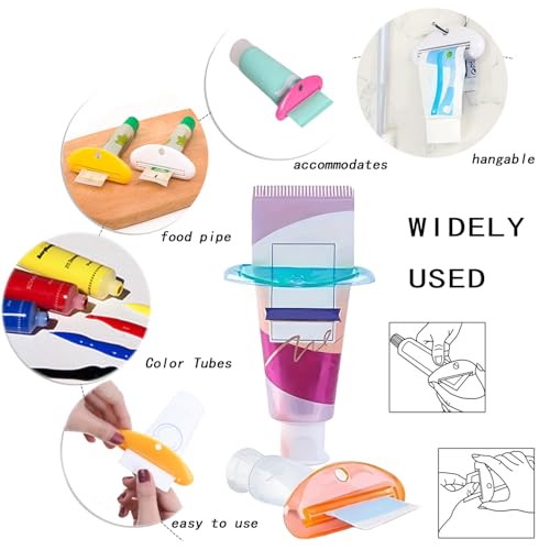 6Stuks Tandpasta Tube Pinch, Plastic Tandpasta Clips Handige Tube Squeegee D-Shape Cosmetic Cream Tube Squeege Tandpasta Dispenser voor tandpasta Handcrème Cosmetics (6 kleuren) 3