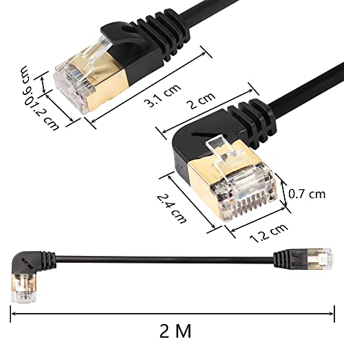 RJ45 Cat8 Ethernetkabel, 90 graden omhoog man tot man High Speed Cat8 netwerkkabel, 40Gbps 2000Mhz SFTP Patch Kabel voor Router Modem Server etc. 4