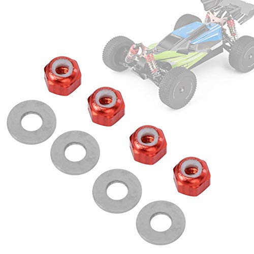 RC Car Wheel Nut, 4 stuks 3mm RC Off-road Voertuig Wiel Hex Lock Nut Fit Band Nut Upgrade Accessoire voor 1/14 144001 RC Car (Red A949-49R) Auto Accessoires 4