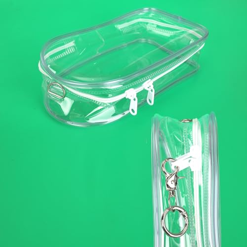 Display Tas voor poppen, 19,5 x 10,5 cm Waterdicht PVC Draagtas met poms en sleutelhanger Transparante figuur Display Bag voor Doll (Paars) 4