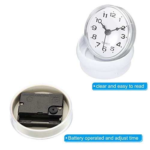 Waterdichte badkamer klok, Mini ronde muur klok met Zuigbeker voor douche Keuken Home Decoratie, Wit 5