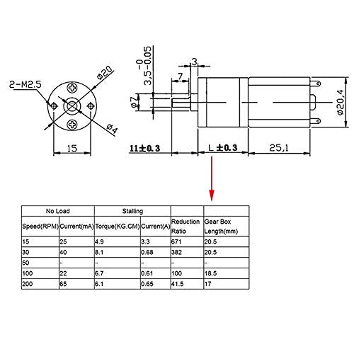 DC12V Motor High Torque elektrische versnelling Reduction Motor 15~200RPM Buitendiameter 20MM(12V 200RPM)