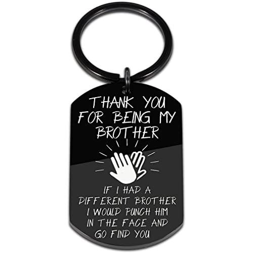 Brother Keychain for Big Little Brother, Brothers in Law by Zuster/Broeder, Funny Keychain Gift for Men BFF Beste vriend, zwart, roestvrij staal, zwart, zwart