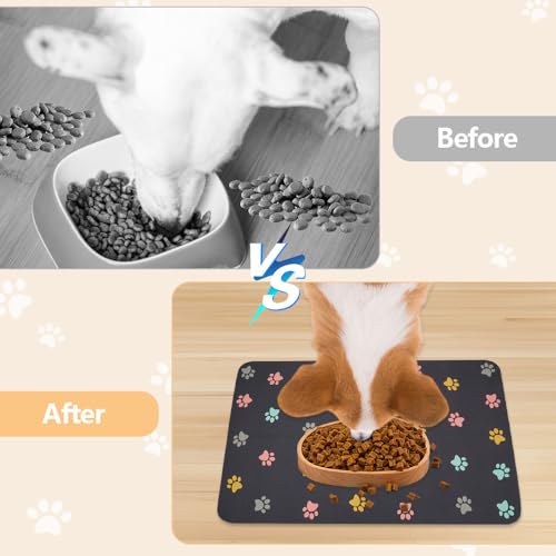 50x30cm Pet Bowl Mat voor honden en katten, Super Absorberende Voeding Mat, Non-Slip en Waterproof Dog Bowl Pad, Honden Voeder Mat, voor Living Room, Pet Store (Dark Grey) 4