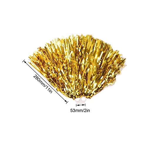 Pack van 2 Sport Pompoms, Gold Sports Foil Pompoms, Cheerleading Pom Poms met Ring Gesp, kan worden gebruikt voor dans, cheerleading, Sport Party