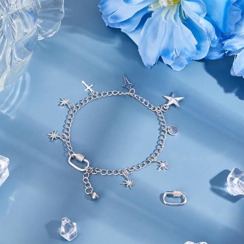 2 stuks 925 Sterling Zilver Schroef Lock Charms, Kubieke Steentjes Schroef Ketting Link Connector voor Sleutelhanger Sluitingen Sieraden Maken, Ovaal 4