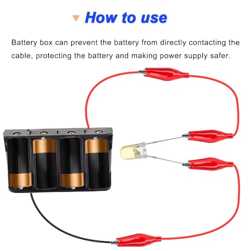 6 x 4 Slots Dubbele Draad Batterijhouder 6V D Maat met 20 Crocodile Clips 4