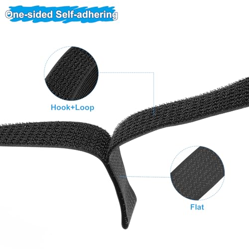 Haak en lus riemen 1" x 30cm met 25 st Plastic Buckle, Vasten Cinch riemen, Herbruikbare Nylon bevestigingskoorden voor opslag organisatie, zwart 3