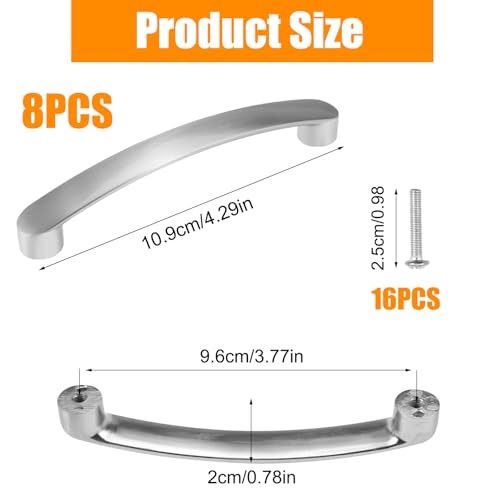 8 Stukken Meubels Handgrepen, Keukenhandgrepen, Keukenkast Handgrepen Kabinet Handgrepen, Meubels, Geborstelde Handgrepen, Zilveren Deur Handgrepen, Voor laden, Kabinet Deuren, Keuken Kasten (Hole