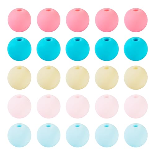 191~193 st Ronde Acryl kralen, Matte Rubber Style Imitatie Siliconen, 1.6mm Hole Ronde Bal Kralen voor DIY armband sleutelhangers sieraden maken, licht geel
