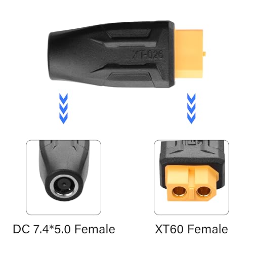2 Pack XT60 naar DC7450 Adapter XT60 naar DC 7.4mm x 5mm Draadloos voor TS100 Soldeerijzer, FPV Monitor Power, drone (XT-027)