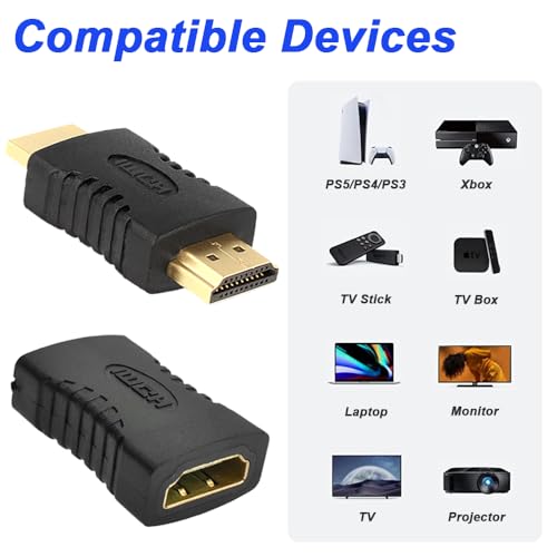 HDMI Female to HDMI Female Coupling Jack with HDMI Man to HDMI Man Coupling Jack (10 PCS) 5