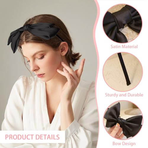 3 st Bow hoofdbanden voor vrouwen Vintage hoofdbanden Knot Hair Band Fashion Non-Slip Multicolor Alice Hair Accessoires Satin Ribbon Bow Set voor vrouwen en meisjes dagelijks Party Work(3 4