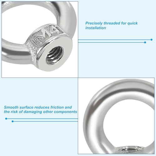 Noten tillen Oog M4, 6 st. 304 Roestvrij staal draad noten vrouw metrische wasschouder bevestiging voor Marine 5