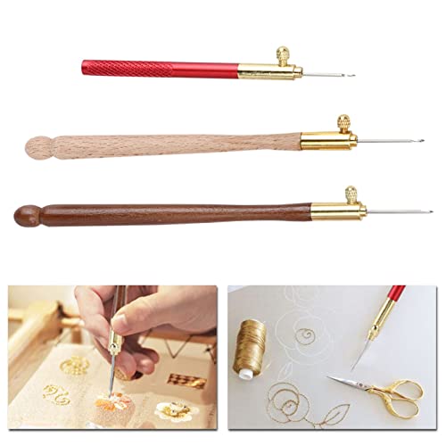 Franse haak haak, tamboer haken met 9 naalden, houten handvat Franse tamboer haken voor kralen pailletten naaigereedschap 4