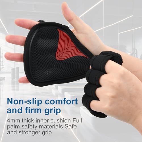 Verpakking van 2 gewichtsheftrucks 12 x 11 cm, 4 vinger Palm Pads Gym, Neoprene non-slip trekhandschoenen voor mannen en vrouwen, dubbele steken, extra brede vingersleeve, Palm Guards 5