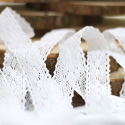 Lace Ribbon White 26m Cotton Decoration Ribbon -2,5cm Vintage Lace Board haak randen voor het knutselen, Naaien, Bruiloft Decoratie Scrapbooking Gift Box (White-A)