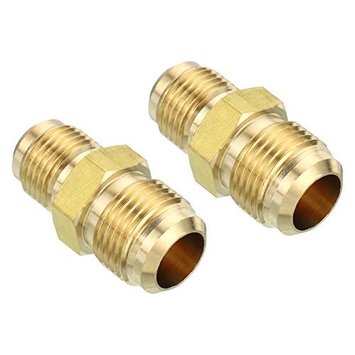 3/8" Man x 1/2" Man Messing Flare Union Connector, 2Scs Gas Adapter Messing Buis Koppelende Pijp Past voor slangen passen