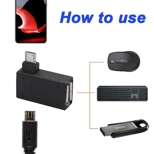 90 graden Micro USB OTG Adapter, (Links + Rechts), 2-in-1 Micro USB OTG Adapter met voeding voor Firestick, Streaming TV Stick, PlayStaion Classic (4-pack) 4