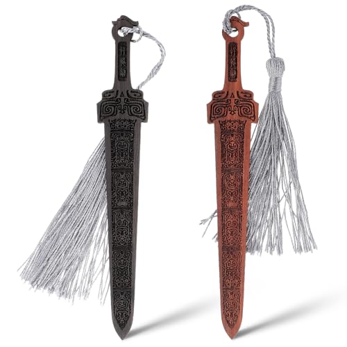 2 stuks Zwaardvorm Houten bladwijzers, creatieve vintage stijl bladwijzer, handgemaakte Reading Page Markers, hout bladwijzers voor mannen ambachten