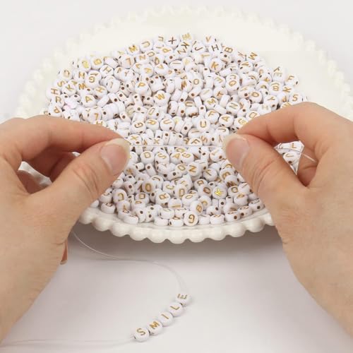 2000st Ronde acryl Goud Alfabet Kralen A-Z Kubus Brieven Kralen voor Armbanden Kettingen sieraden maken (4x7mm 2000st) 4