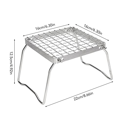 Kampvuurgrill, 304 Stainless Steel Campfire Grill Mini vouwen Grill Rack, Portable Oven Bracket BBQ Grill met benen en zak voor picknicks, Backpacking, Outdoor partijen