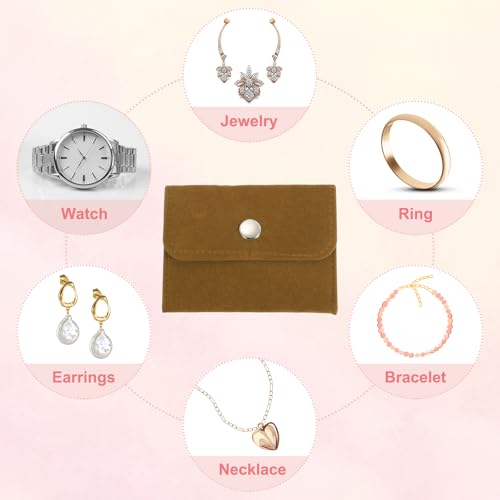 4x7.5cm sieradentas, 4 stuks fluwelen zakjes met drukknop draagbare opslagzak voor oorbellen, armbanden, ketting, ringen, horloge, geel 5