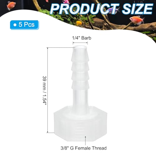 Set van 5 kunststof slangen Barbs, 1/4 inch Barb x 3/8 inch G Vrouwelijke Thread Adapter Connector Pijp Fittings voor Water Liquid Air Gas Brandstof