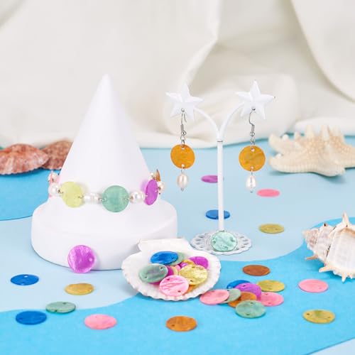 70 st. Platte ronde Shell Charms Seashell Link Charms Disc Coin Zomer Strand Tiny Connectors voor sieraden armband ambachtelijke ketting DIY Women Keychain Accessory Decoration, Shell, Nee, shell, nee