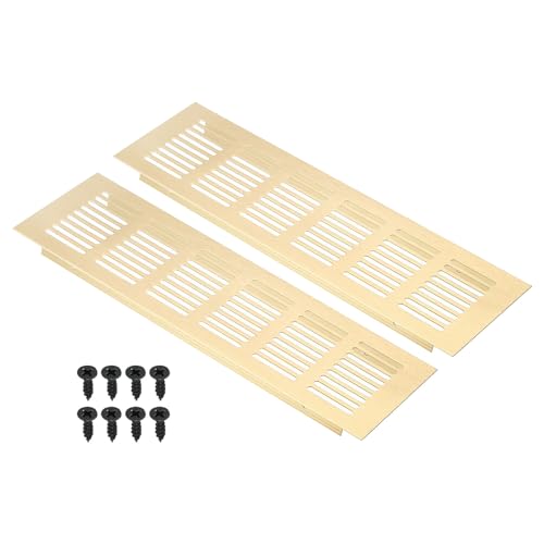 10 x 3 inch rechthoekige Air Ventilation Cover, 2 st Aluminium Mesh Grille Ventilatie Cover Louvre met bevestigingsschroeven voor de Kabinetkast Deur, Gold Tone