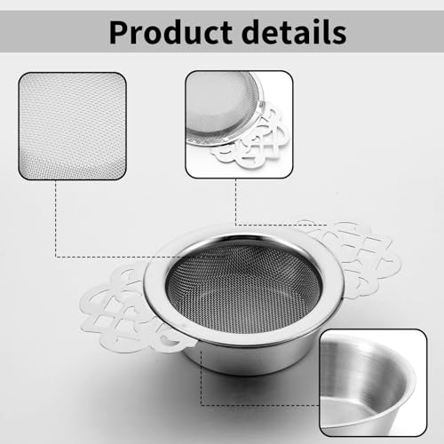 2 st. Losse Thee Infuser Roestvrij staal Dubbele Petal Tea Stainer Extra Fijne Mesh Theedruppels Theepot Divider voor 6-10cm Cup Mond, Zilver 3