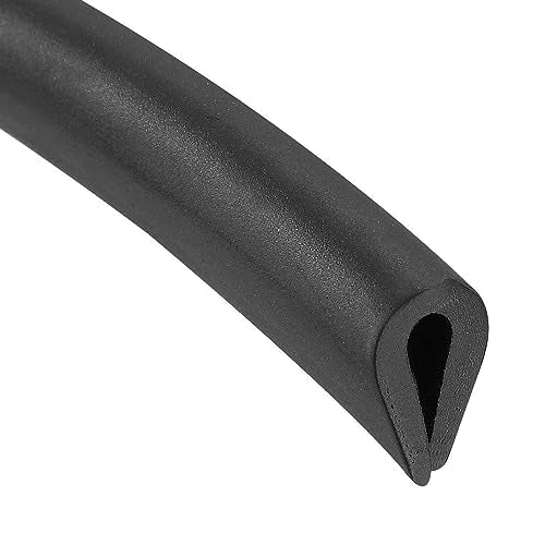 Rand Trim U-zegel, zwart PVC U-Seal Kanaal Rand beschermfolie past 1-2mm Rand 3Meter/9.84Ft Lengte, U-Shape Rubber Duct