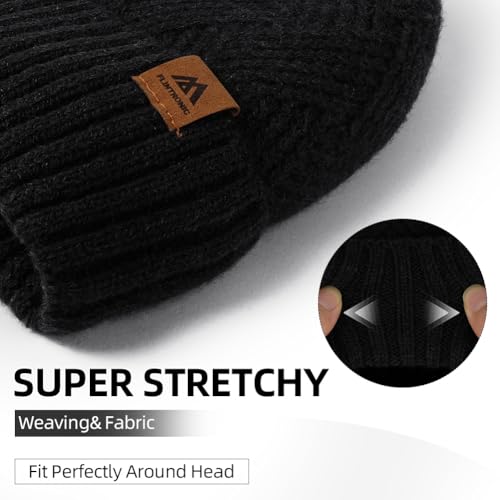 Thermische gebreide wintermuts voor mannen en vrouwen, Classic Stretch Gebreide schedelmuts met warme voering, winddicht koud weer Unisex Hoed 3