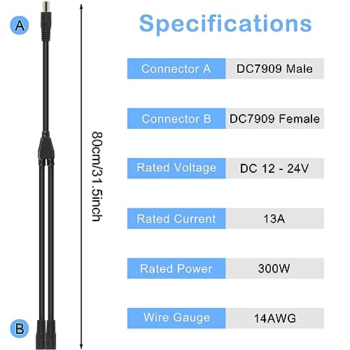 Solar DC 8mm Splitter, DC7909 Vrouwelijke Man Kabel voor Portable Power Station Solar Panel voor Jackery voor Doel Zero voor Bluetti, 1 Man tot 2 Vrouwelijke Power Cord