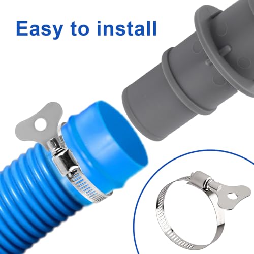 2Pc Zwembad slangadapters, 1-1/4" of 1-1/2" ABS stofzuiger slangadapter connector met roestvrij stalen klemmen voor zwembad stofzuigerfilter 4