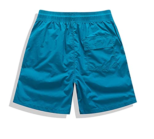 Zwembroek voor heren Zwembroeken voor heren Jongens Strandbroeken met Pockets, Quick Drying Beach Shorts, verstelbaar koord, Blauw (Peacock), XL 4