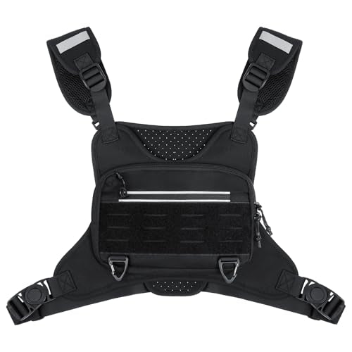 Outdoor borsttas, lichtgewicht borst, veiligheidsreistas, Vest borsttassen, Sport borsttas verstelbare band, voor Outdoor workout Wandelen Mannen Vrouwen, Zwart, Zwart, Sportief
