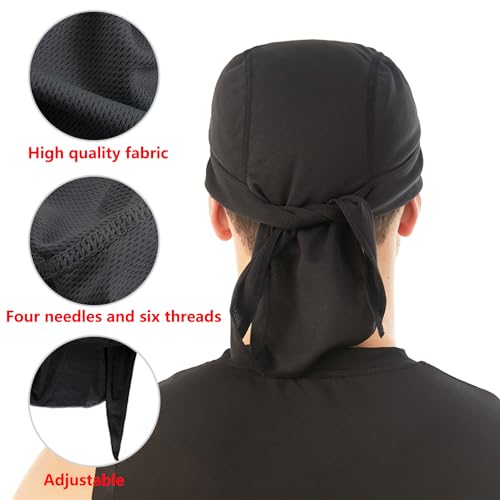 2-Piece Sport Bandana Skull Hat Beanie voor mannen en vrouwen Outdoor Sports Quick-Drying ademende UV-bescherming Headband Pirate Hat Geschikt voor wandelen, fietsen, skiën en, zwart+grijs 5