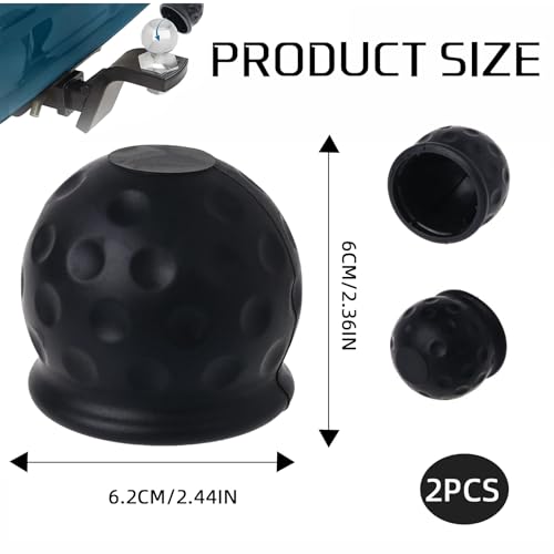 Verpakking van 2 trekhaak, Hood, Towbar, Beschermkap, 62 x 60 mm, Zwart, Grappig, Plastic