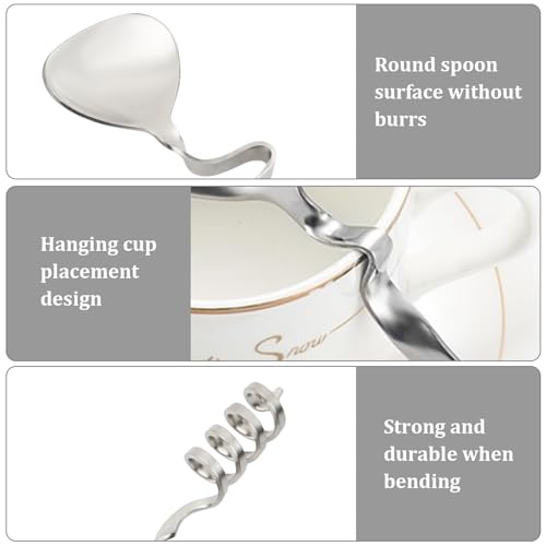 4 stuks Jam Lepels, Honing Jam Lepels, Hangen Jam Lepel, Honing Lepel met Spiraal, Koffie Lepels, Roestvrij stalen Latte Lepels voor Jam, Yoghurt, Honing 3