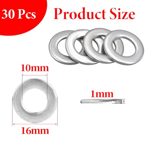 Pak van 30 ringen Room Deurs Roestvrij stalen ringen Deur Scharnieren 10 x 16 x 1 mm Deurringen Bevestigingsringen voor deuren voor schroeven Elektronische reparatie Automotive Industrie