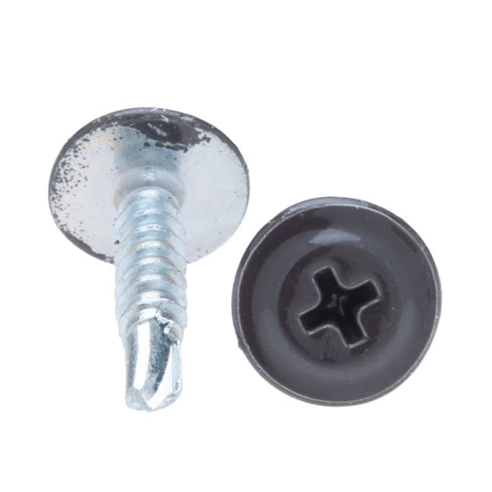 4.2mm x 19mm Multi-kleur Zelftappende, zelfborende bevestigingsschroeven Phillips, fijne draad en platte kop, poeder gecoat RAL8019 Grijsbruin, getemperde stalen schroeven (250 stuks) 3